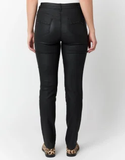 Pantalon long slim enduit NOIR Femme