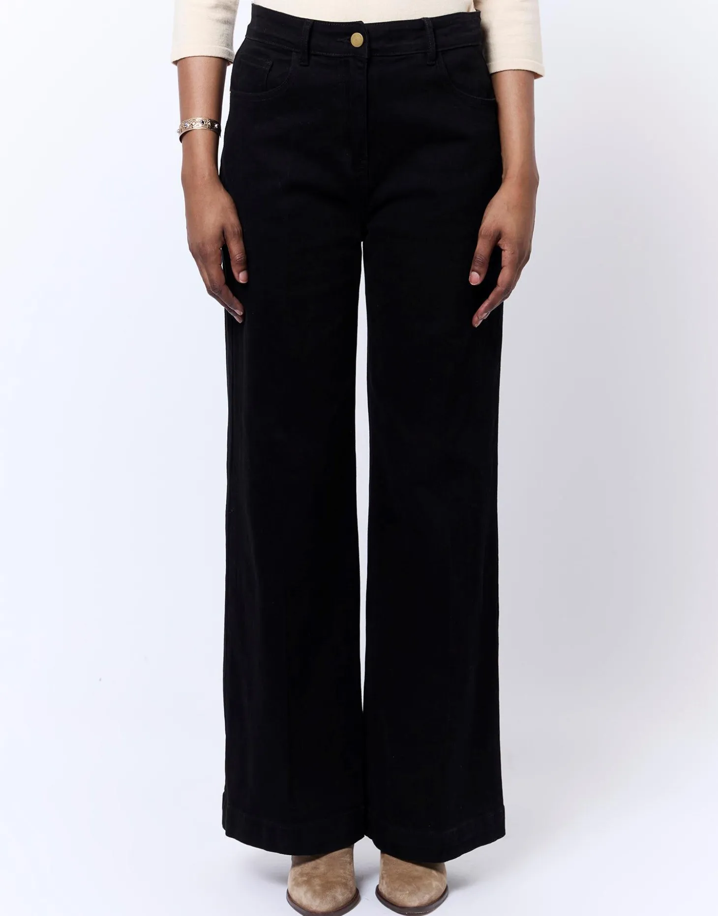 Pantalon long uni NOIR Femme
