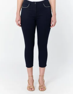 Pantalon pantacourt slim uni MARINE Femme
