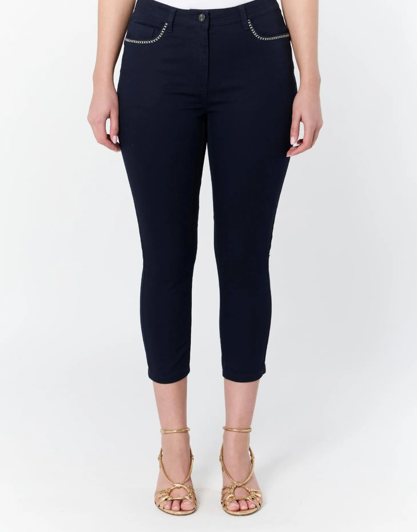 Pantalon pantacourt slim uni MARINE Femme