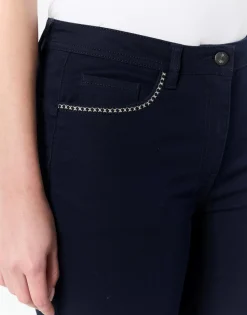 Pantalon pantacourt slim uni MARINE Femme