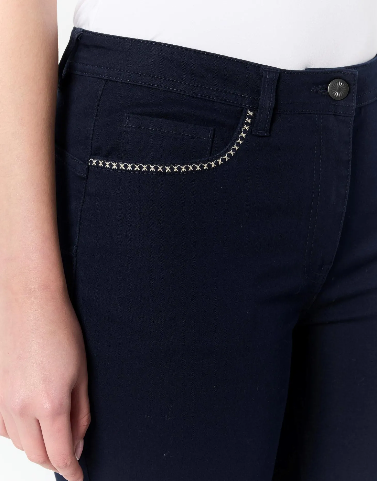 Pantalon pantacourt slim uni MARINE Femme
