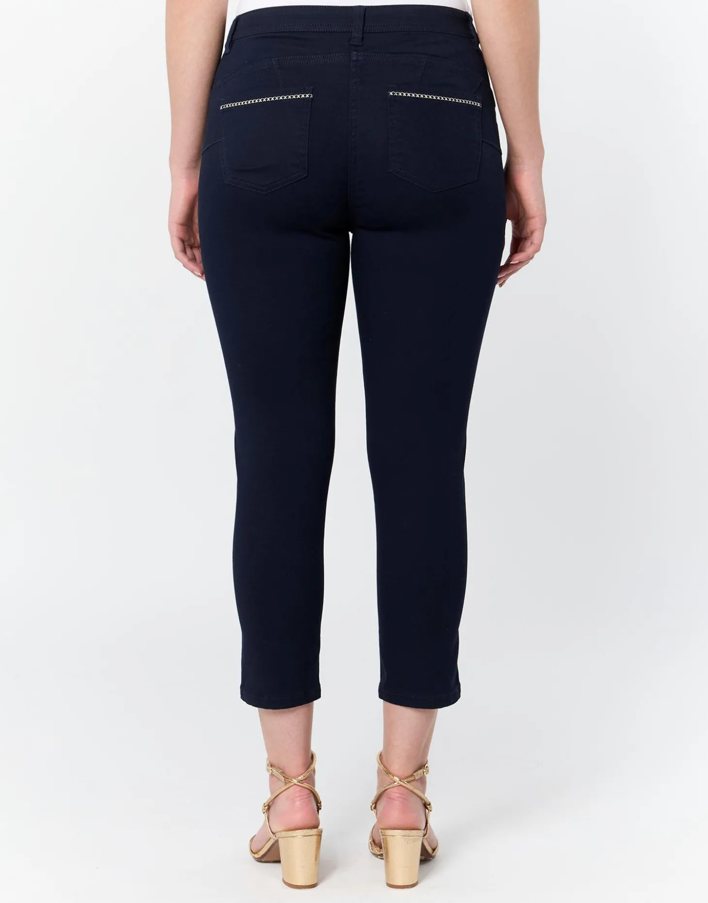 Pantalon pantacourt slim uni MARINE Femme