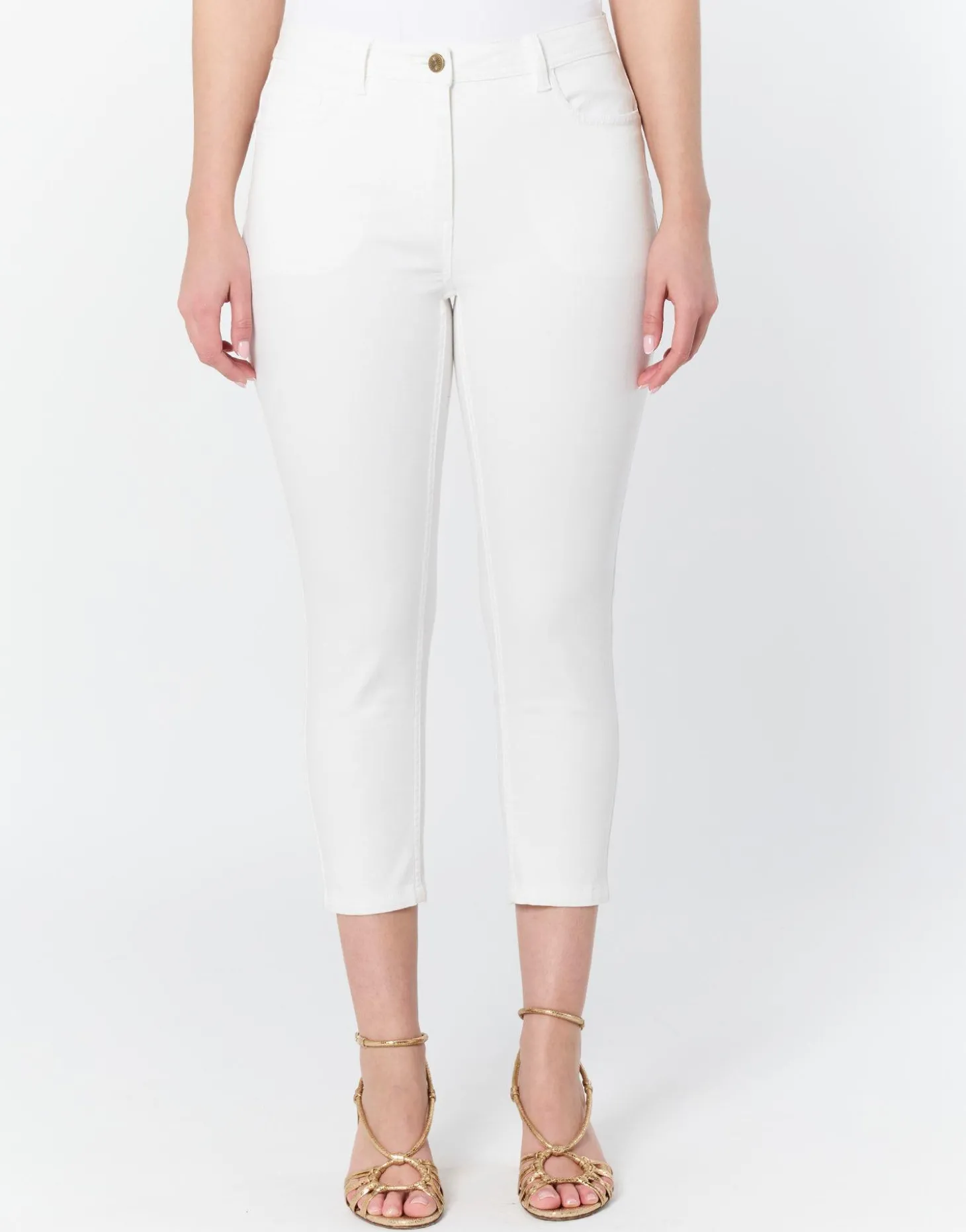 Pantalon pantacourt slim uni BLANC Femme