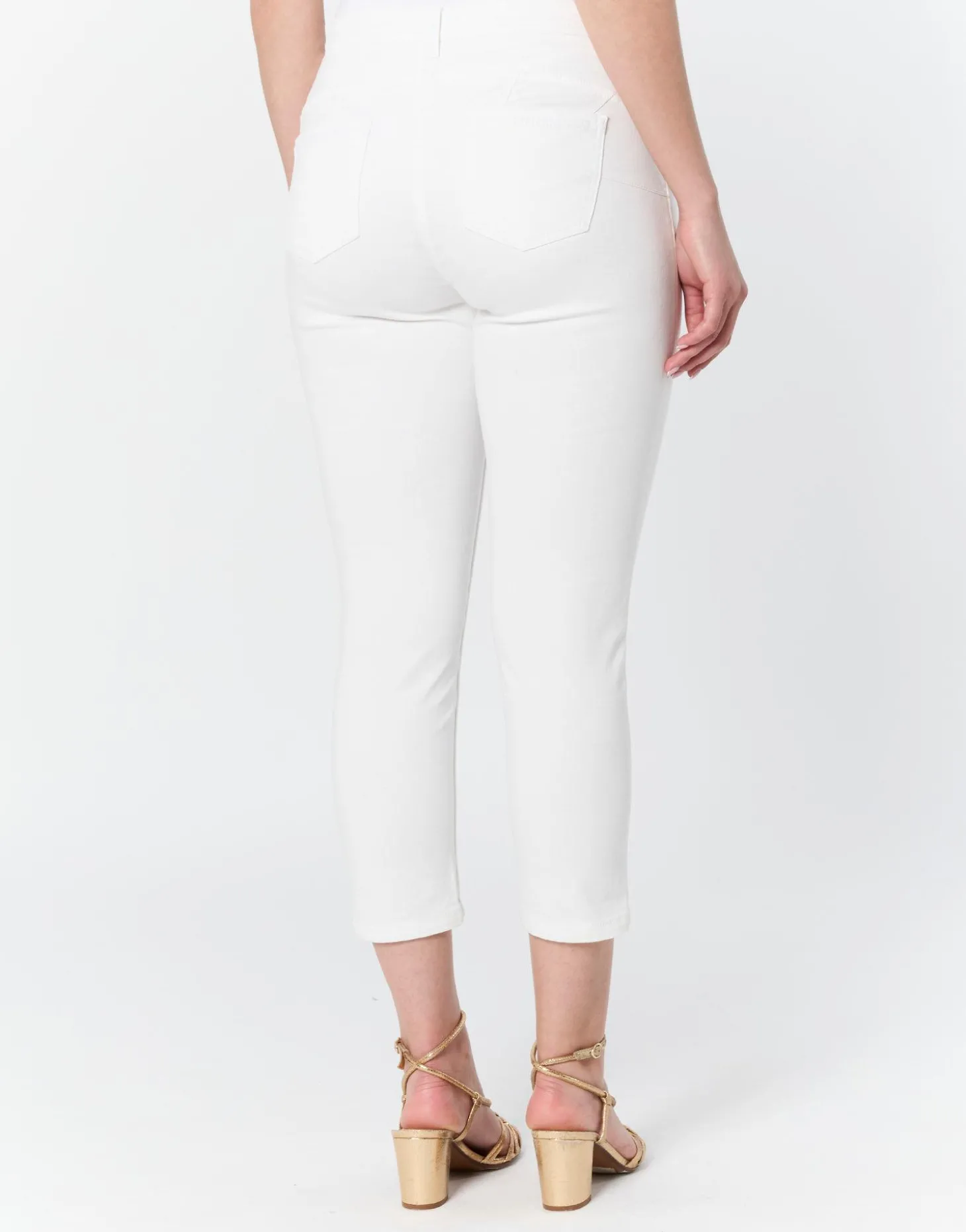 Pantalon pantacourt slim uni BLANC Femme