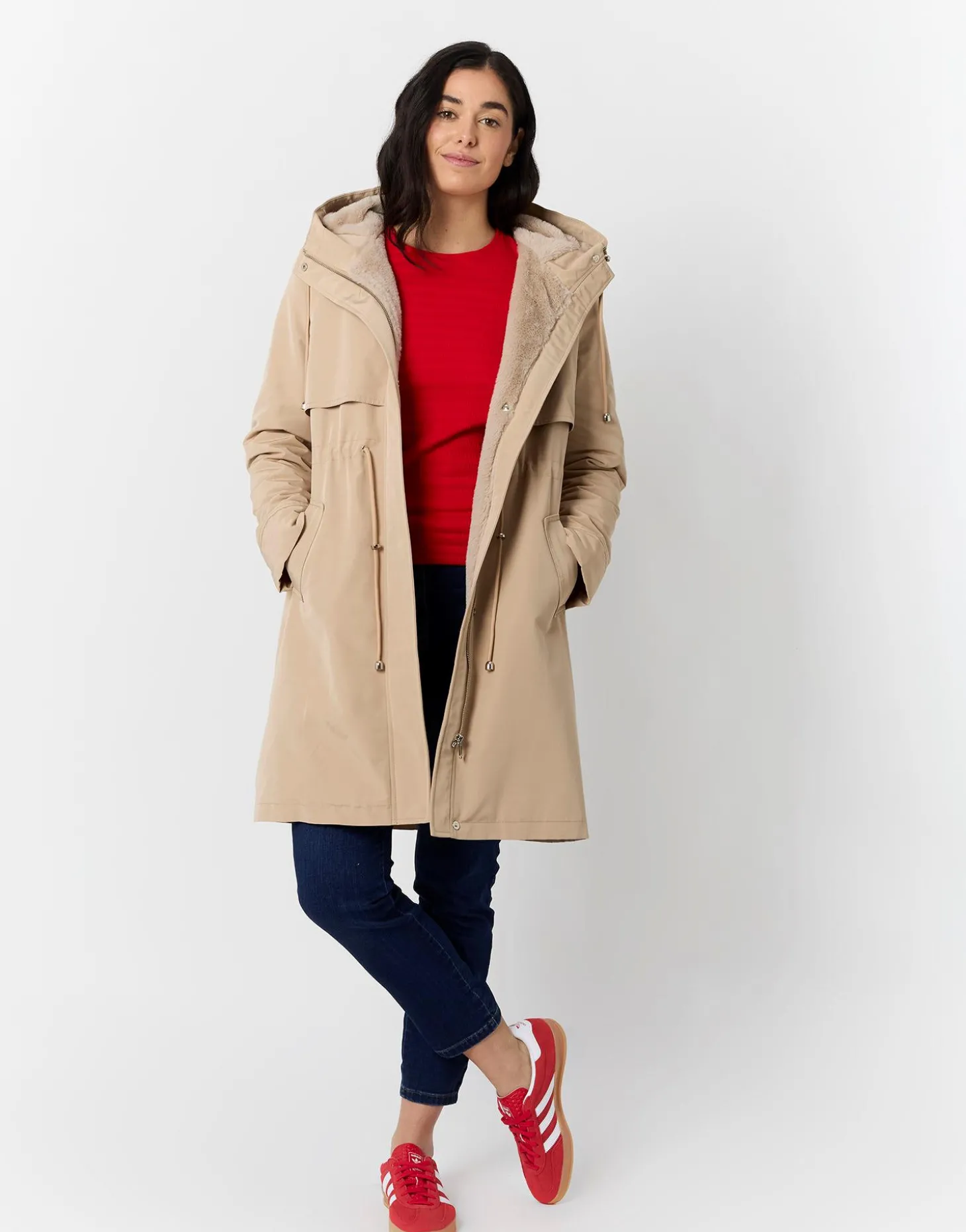 Parka longue unie BEIGE Femme