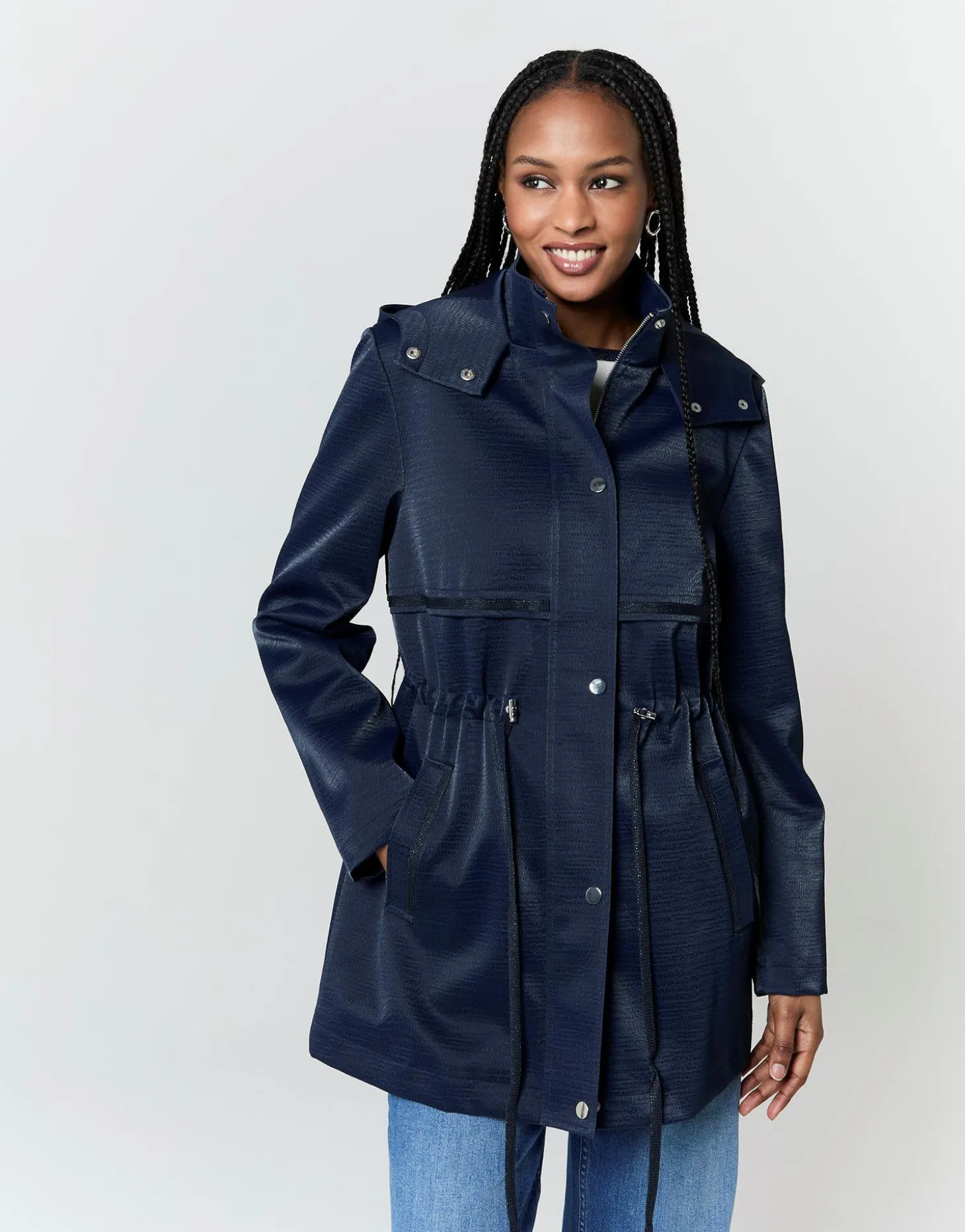 Parka mi-longue enduite MARINE Femme