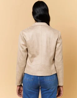 Perfecto court uni BEIGE Femme