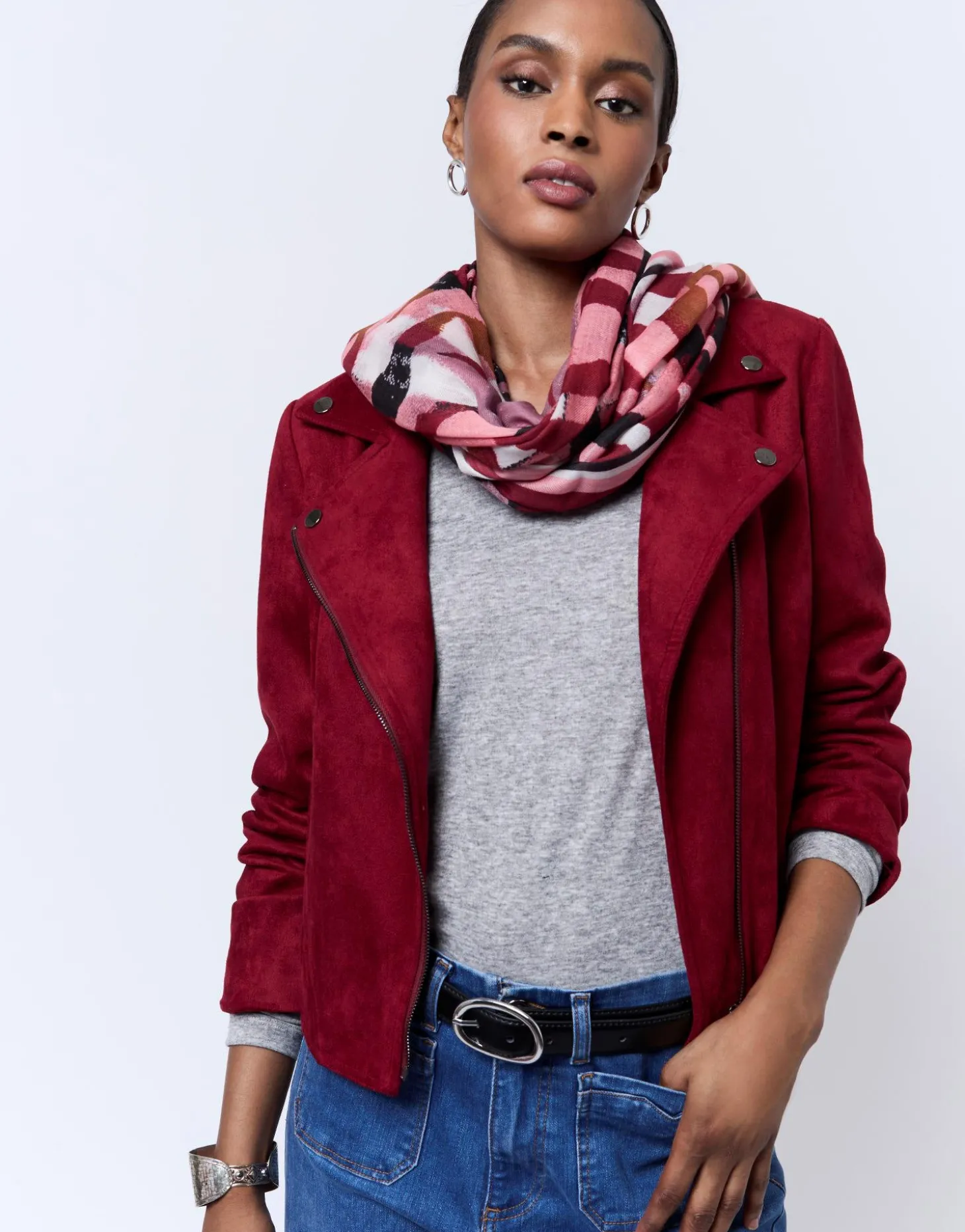 Perfecto court uni BORDEAUX Femme