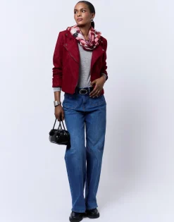 Perfecto court uni BORDEAUX Femme