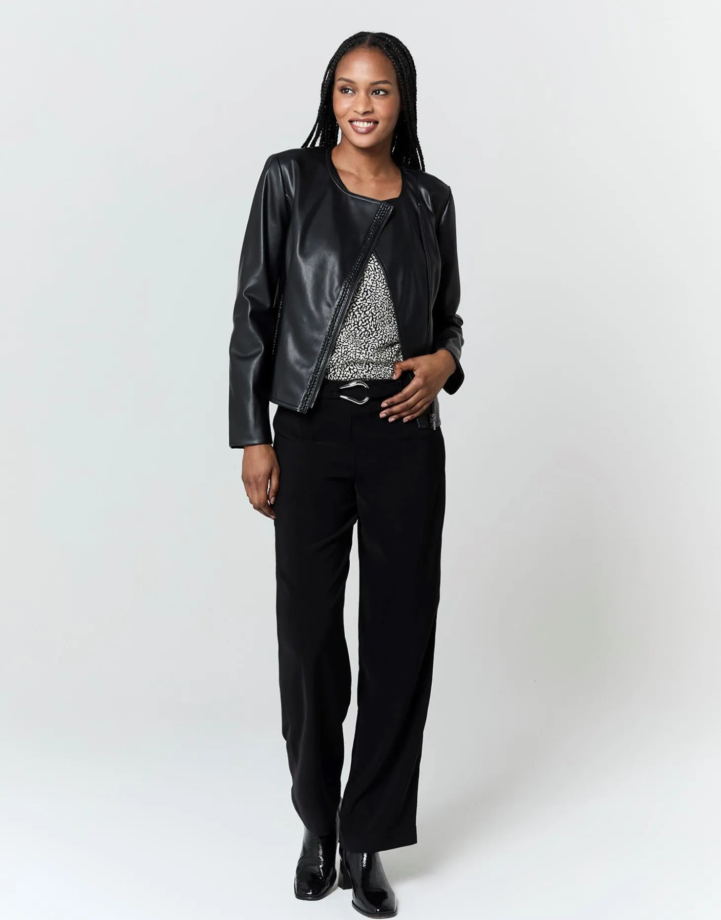 Perfecto court uni NOIR Femme