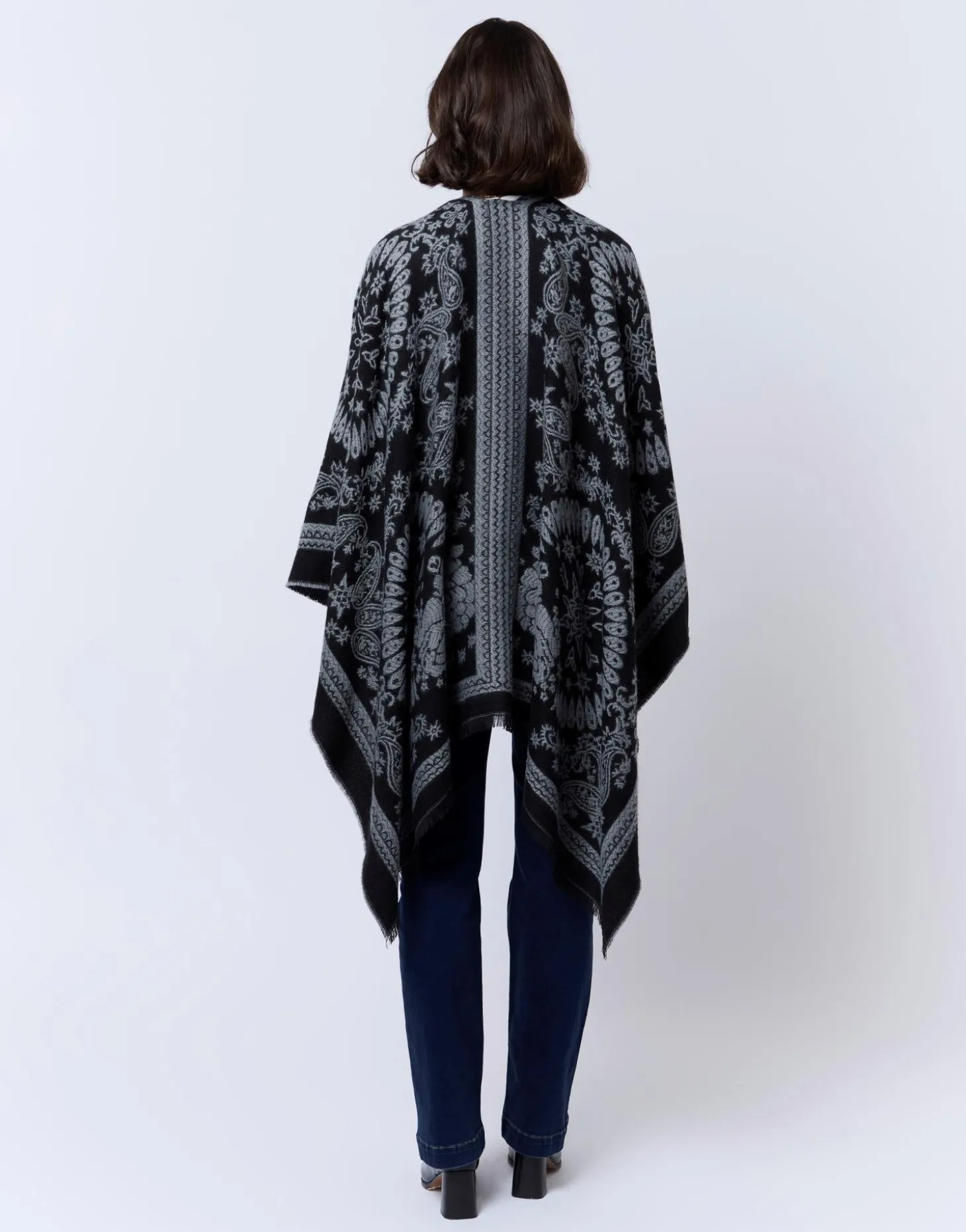 Poncho imprimé GRIS Femme