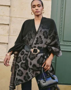 Poncho imprimé léopard NOIR Femme