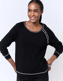 Pull fin bicolore NOIR Femme