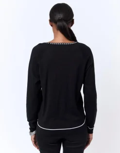 Pull fin bicolore NOIR Femme