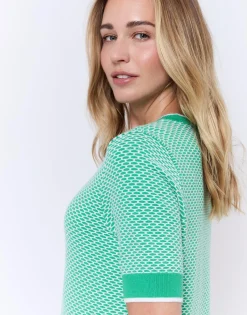 Pull fin bicolore VERT Femme