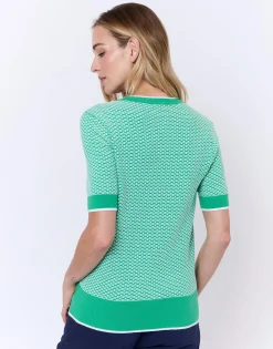 Pull fin bicolore VERT Femme