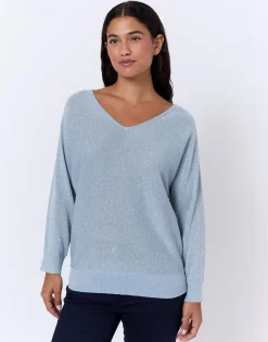 Pull fin brillant BLEU Femme