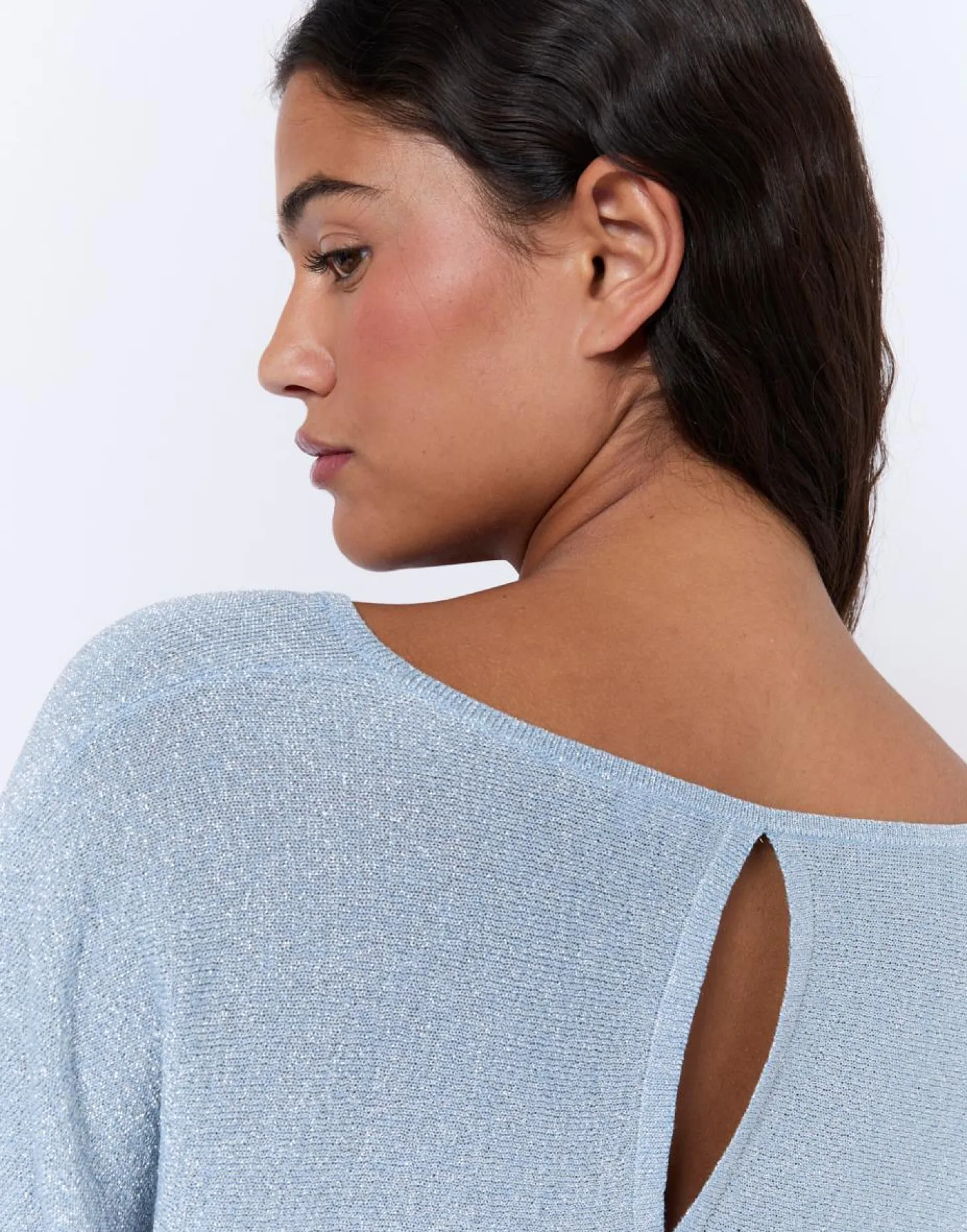 Pull fin brillant BLEU Femme