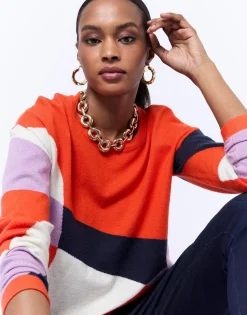 Pull fin color bloc ORANGE Femme