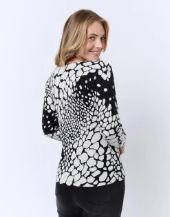 Pull fin en mélange cachemire imprimé ECRU Femme