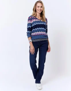 Pull fin en mélange coton multicolore MARINE Femme