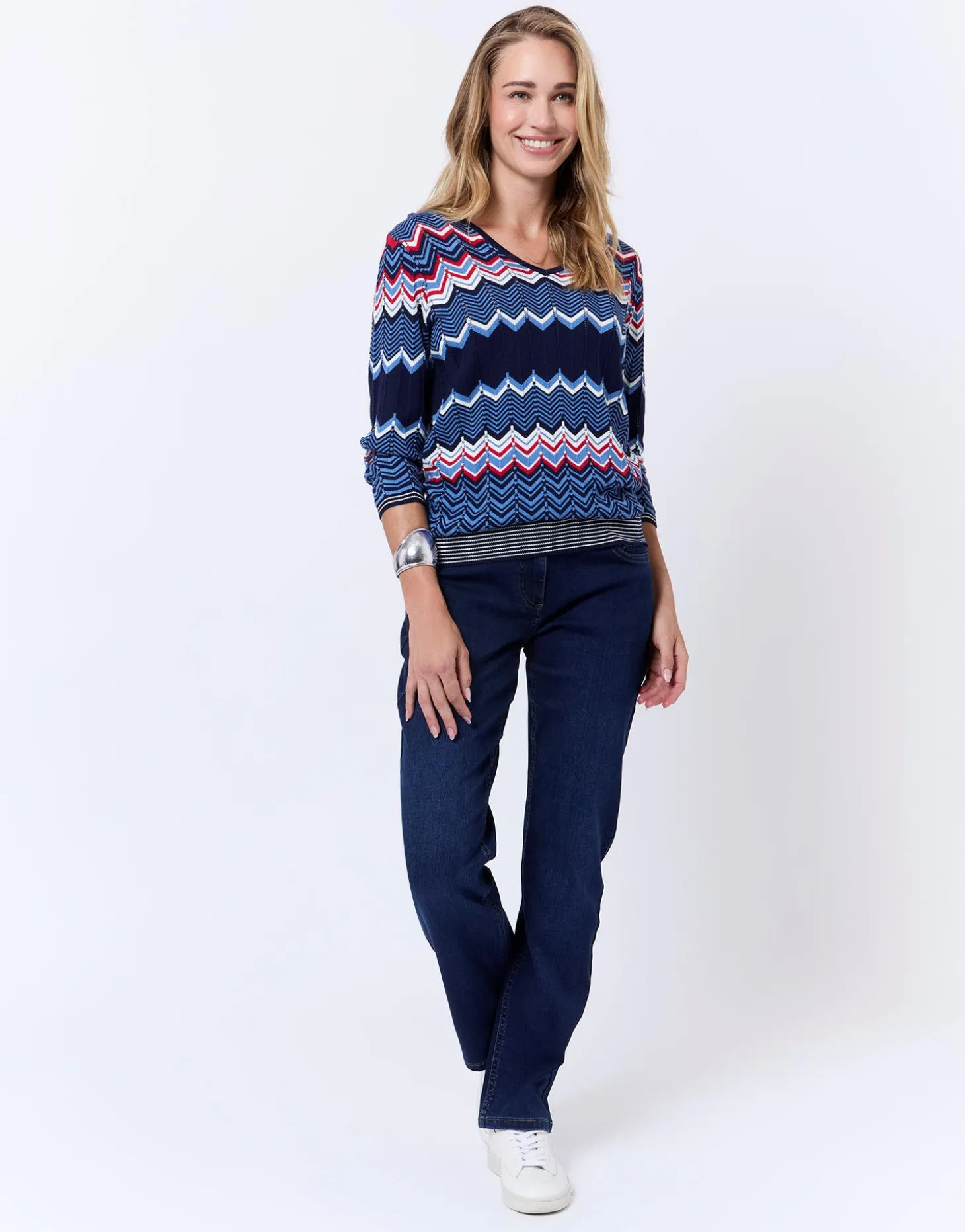 Pull fin en mélange coton multicolore MARINE Femme