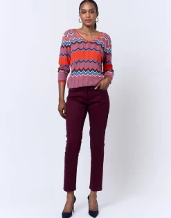 Pull fin en mélange coton multicolore ORANGE Femme