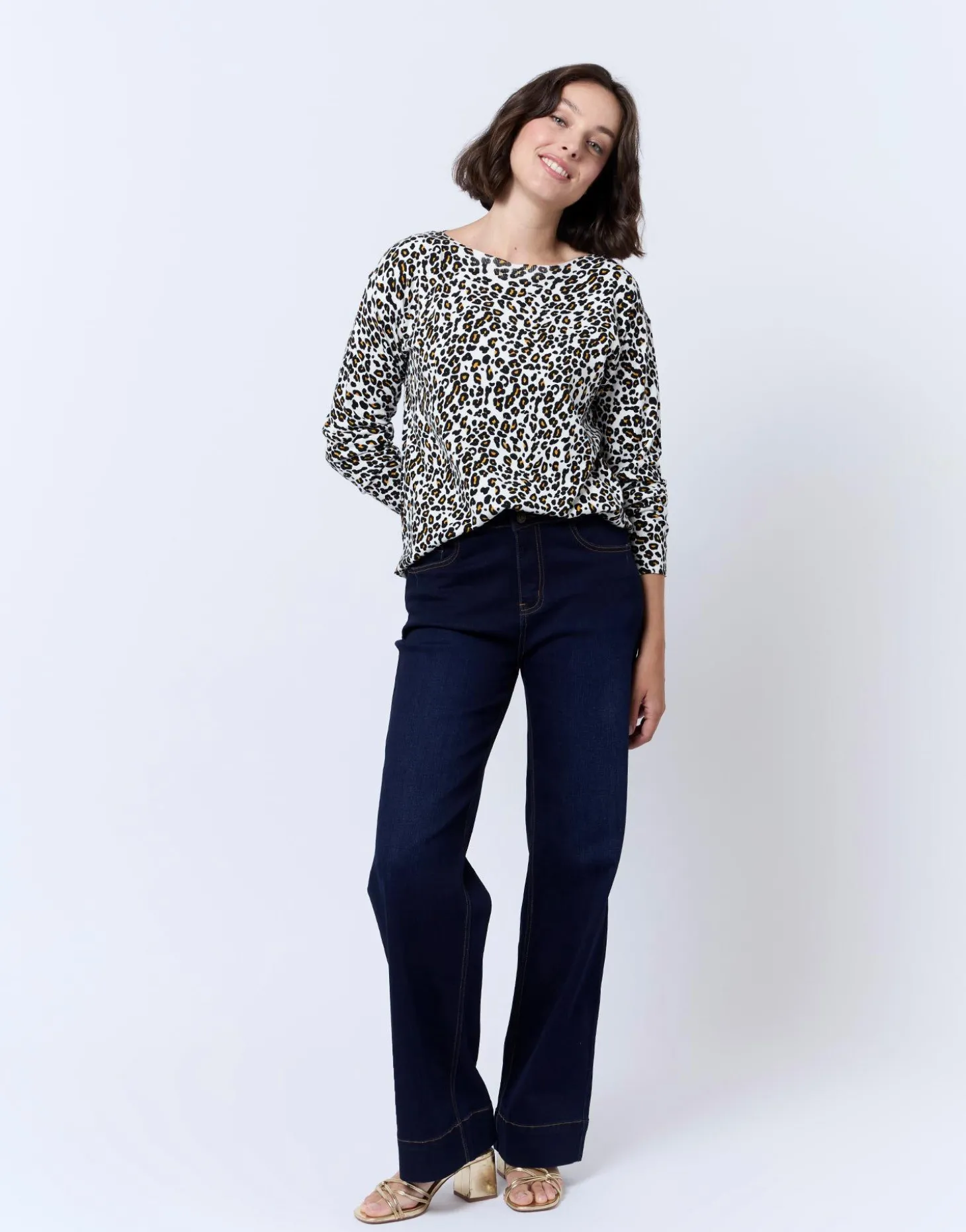Pull fin imprimé léopard MARRON Femme