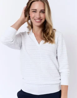 Pull fin long uni BLANC Femme