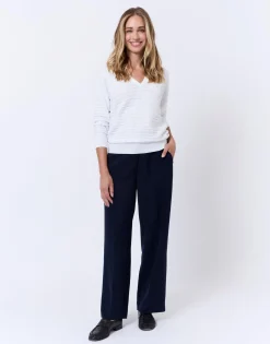 Pull fin long uni BLANC Femme