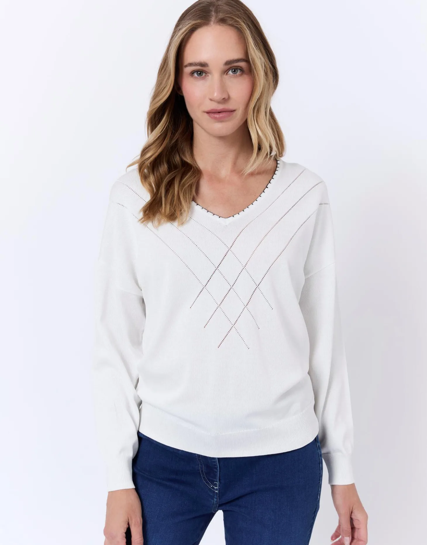 Pull fin uni BLANC Femme