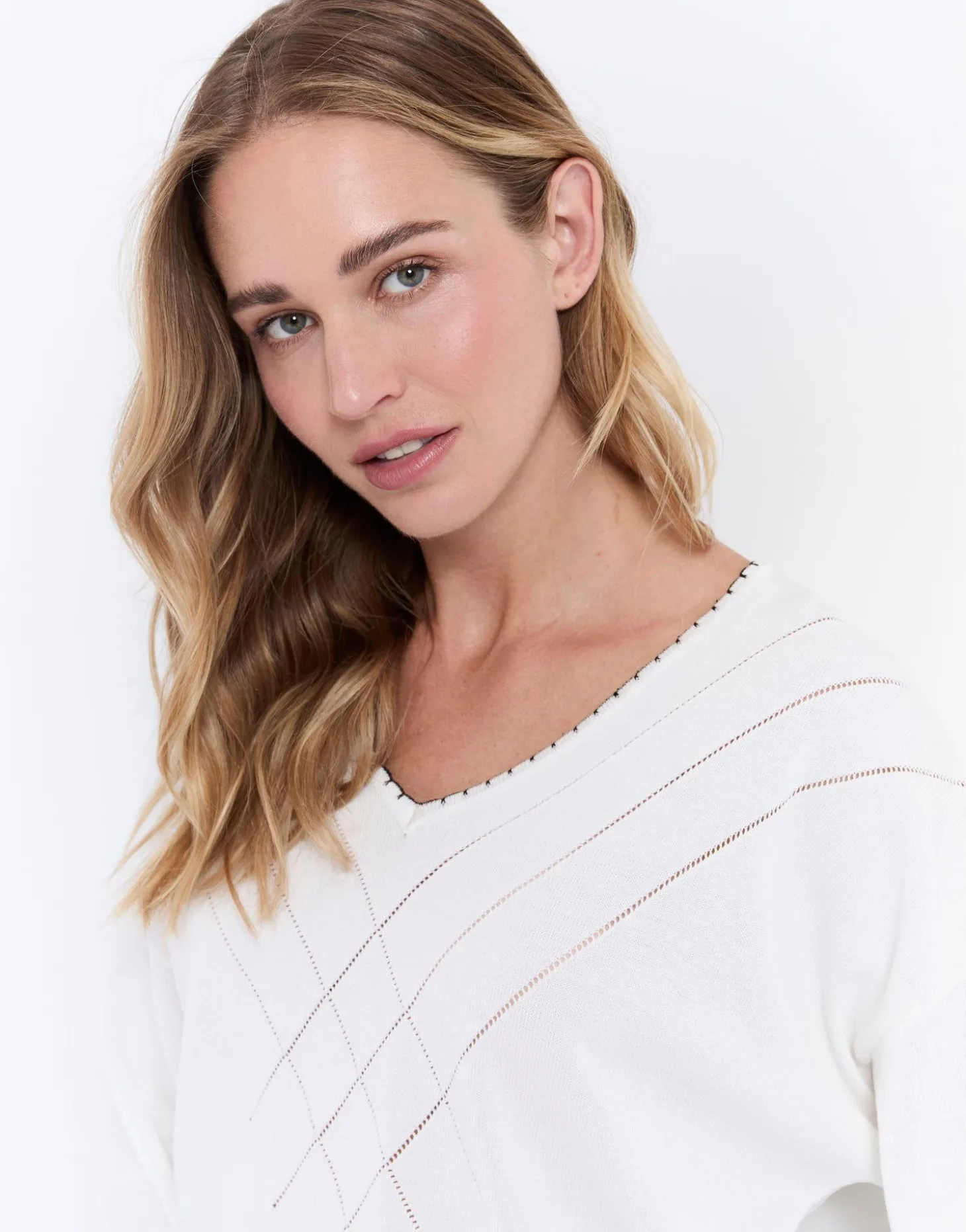 Pull fin uni BLANC Femme