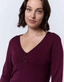 Pull fin uni BORDEAUX Femme