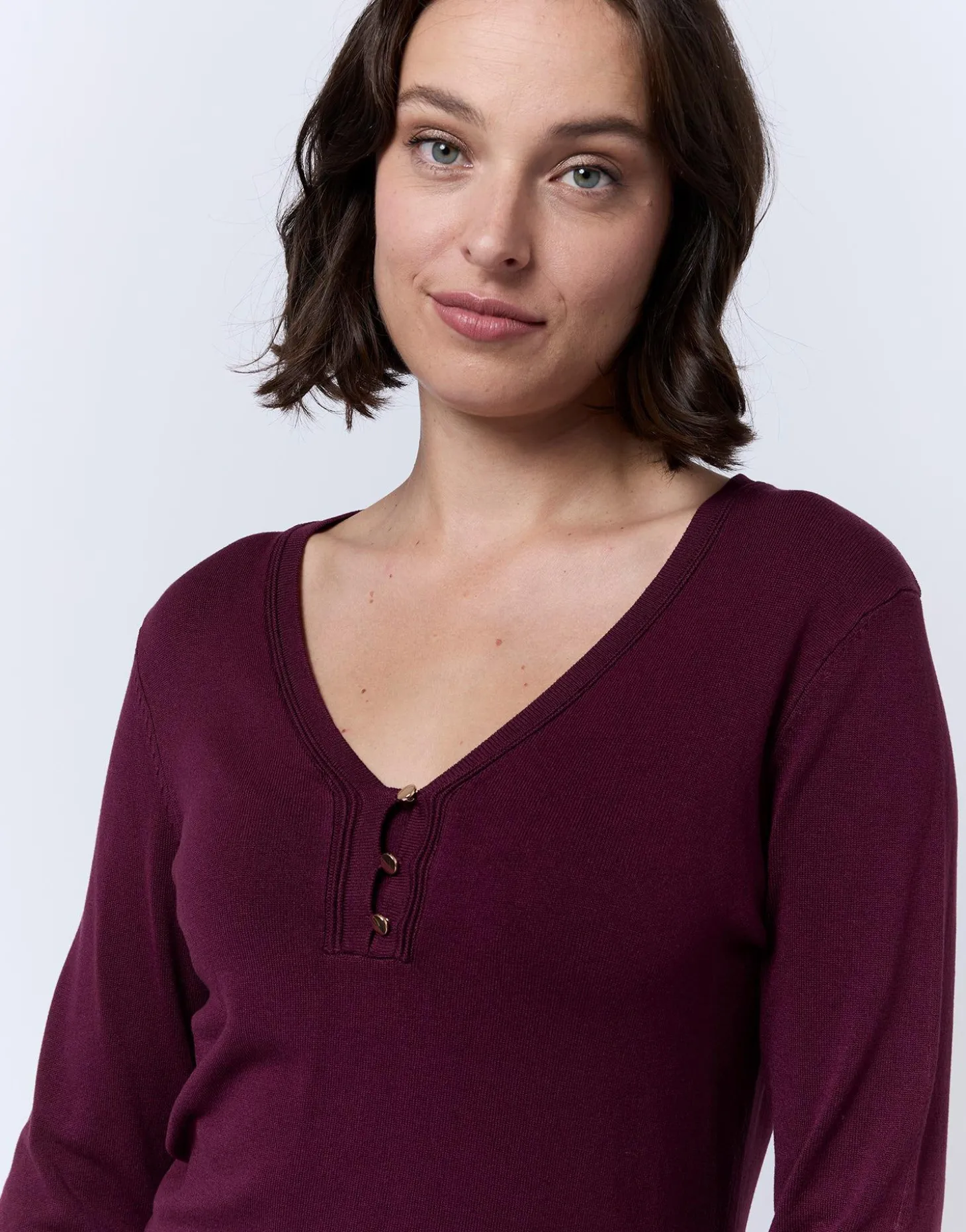 Pull fin uni BORDEAUX Femme