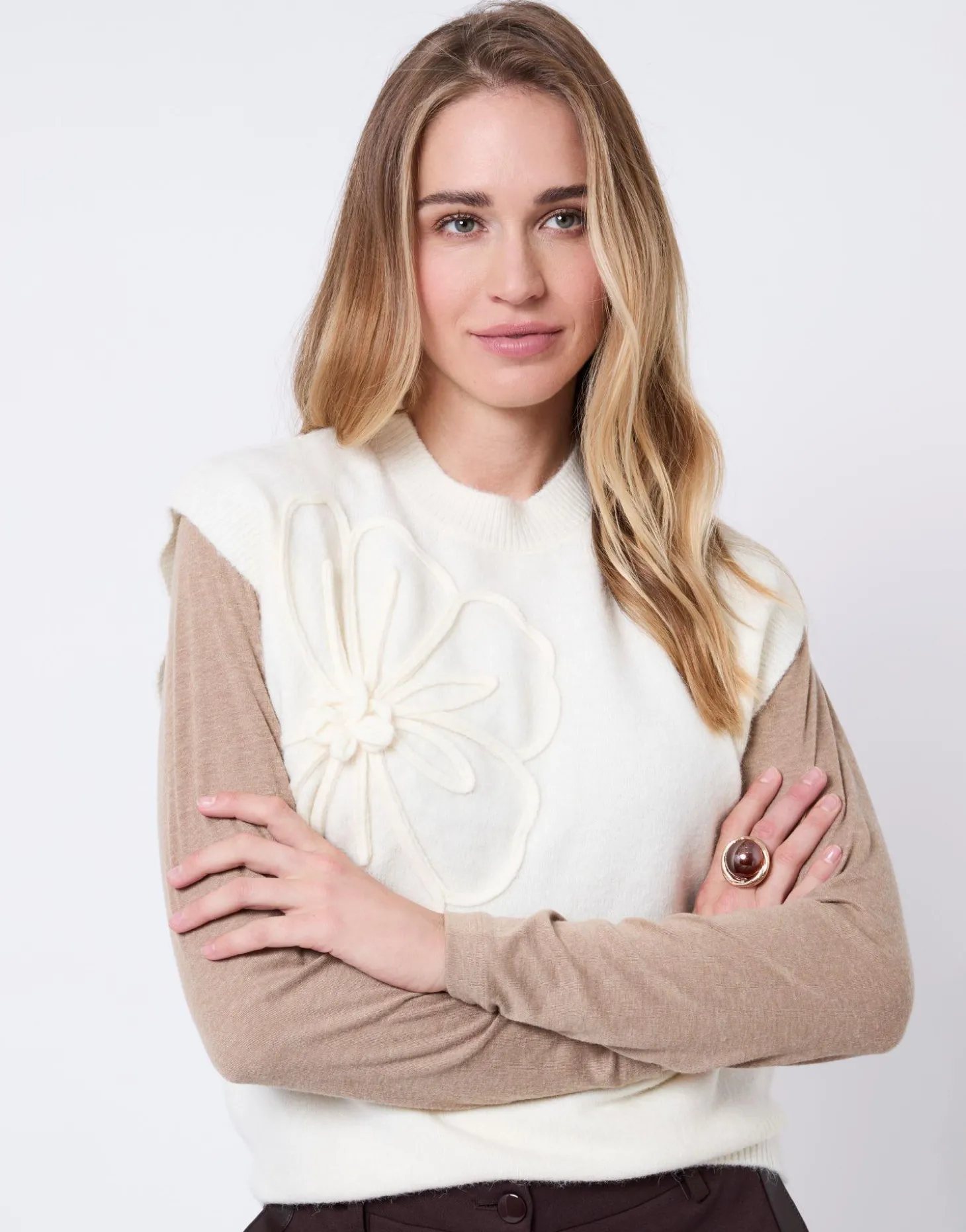 Pull fin uni ECRU Femme