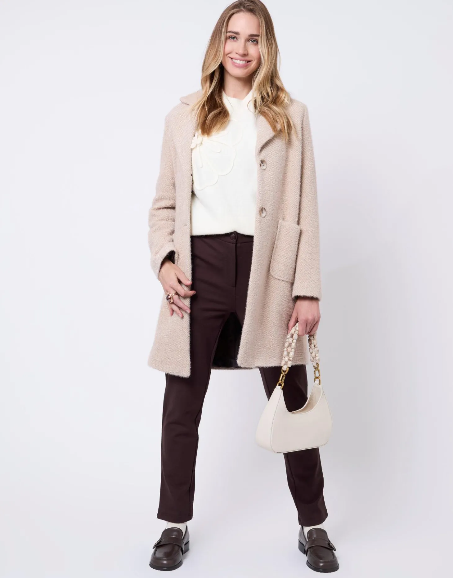 Pull fin uni ECRU Femme