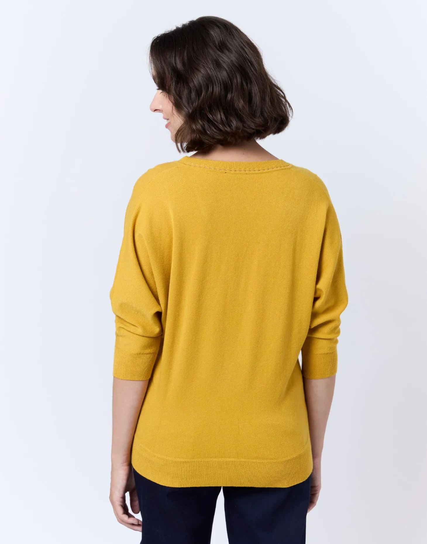 Pull fin uni JAUNE Femme