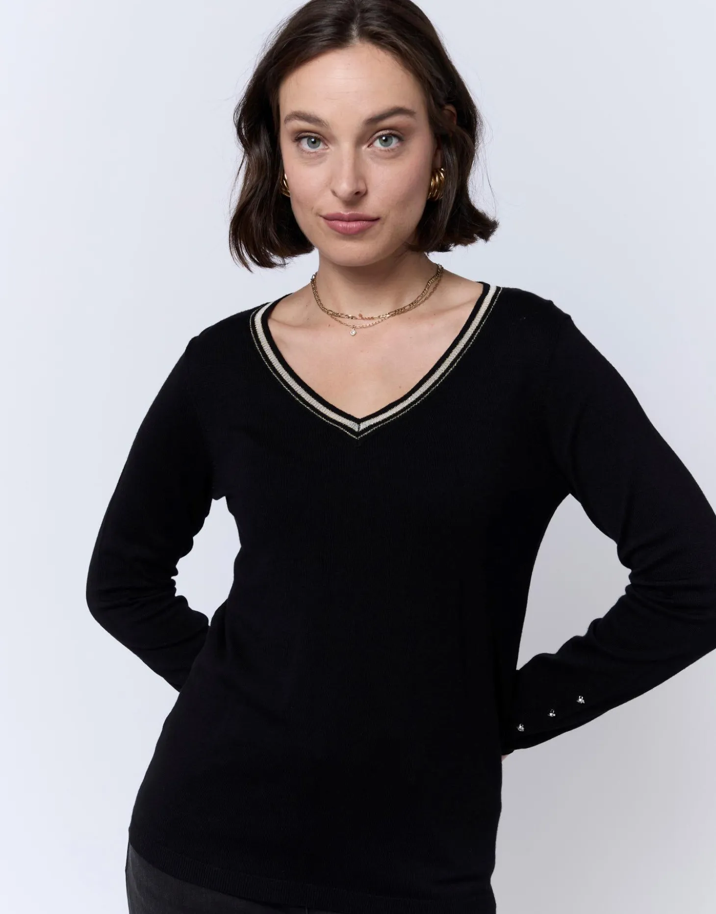 Pull fin uni NOIR Femme