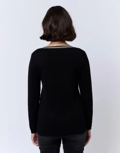 Pull fin uni NOIR Femme