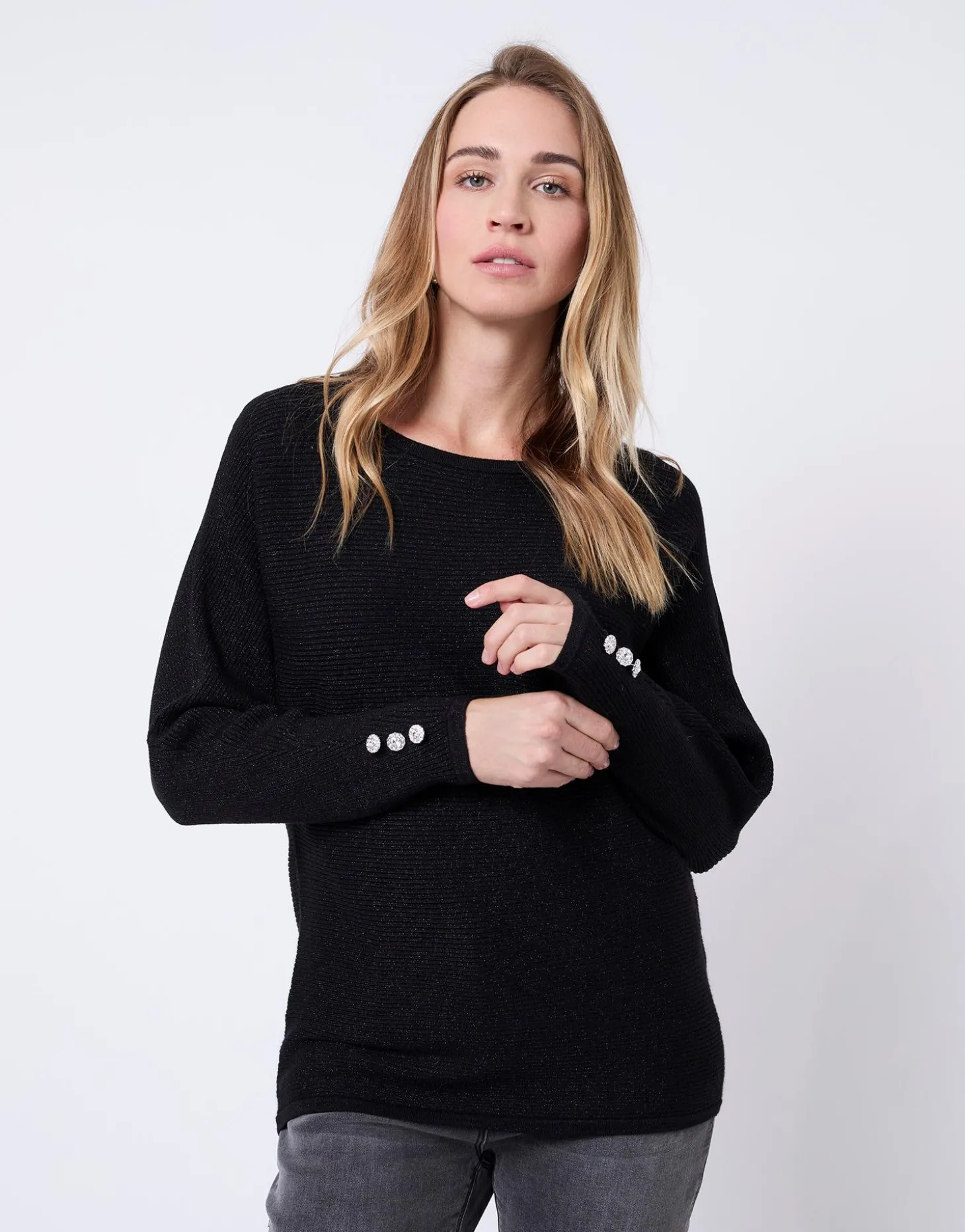 Pull fin uni NOIR Femme