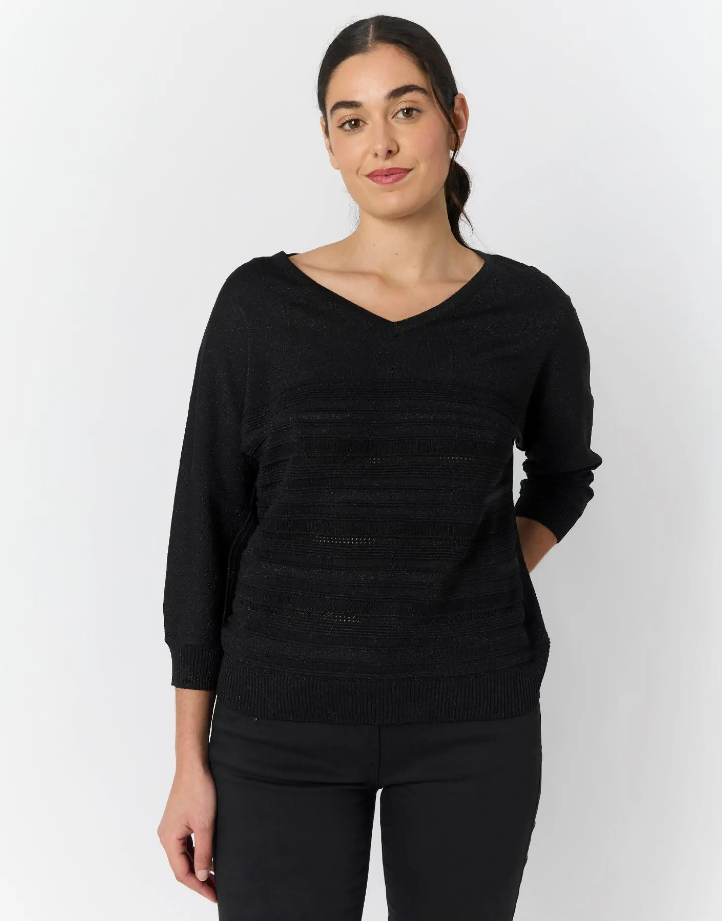 Pull fin uni NOIR Femme