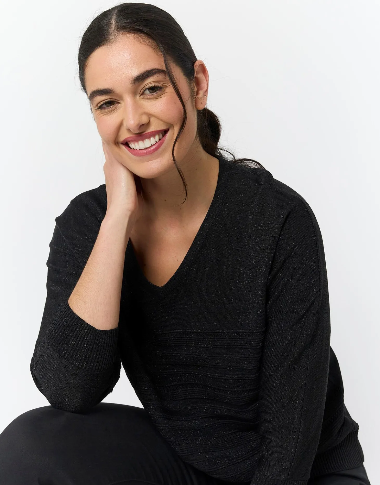 Pull fin uni NOIR Femme
