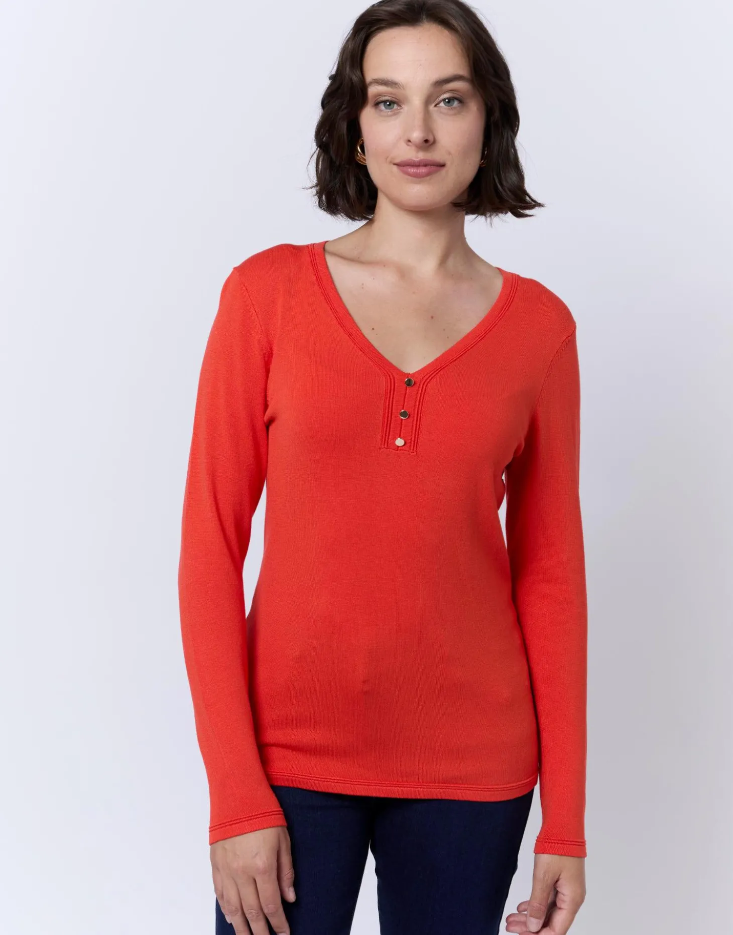 Pull fin uni ORANGE Femme
