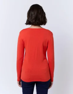 Pull fin uni ORANGE Femme