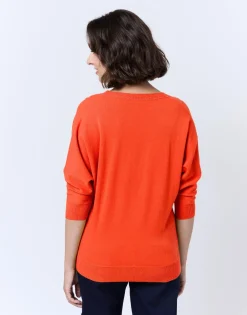 Pull fin uni ORANGE Femme