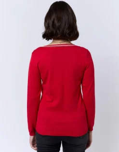 Pull fin uni ROUGE Femme