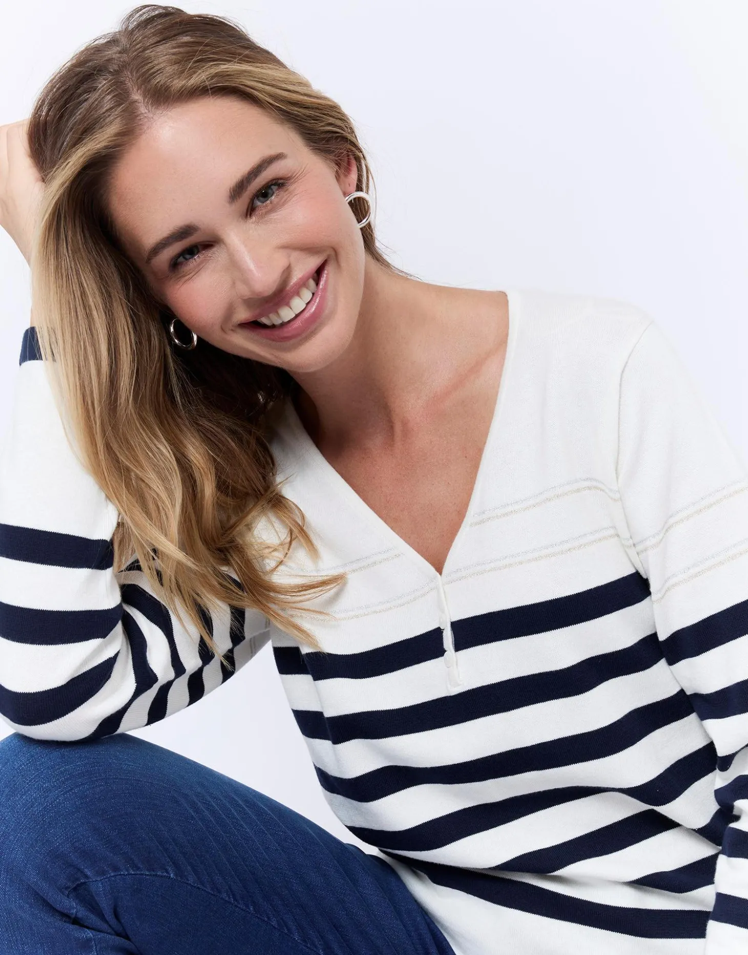 Pull marinière 100% coton rayé MARINE Femme