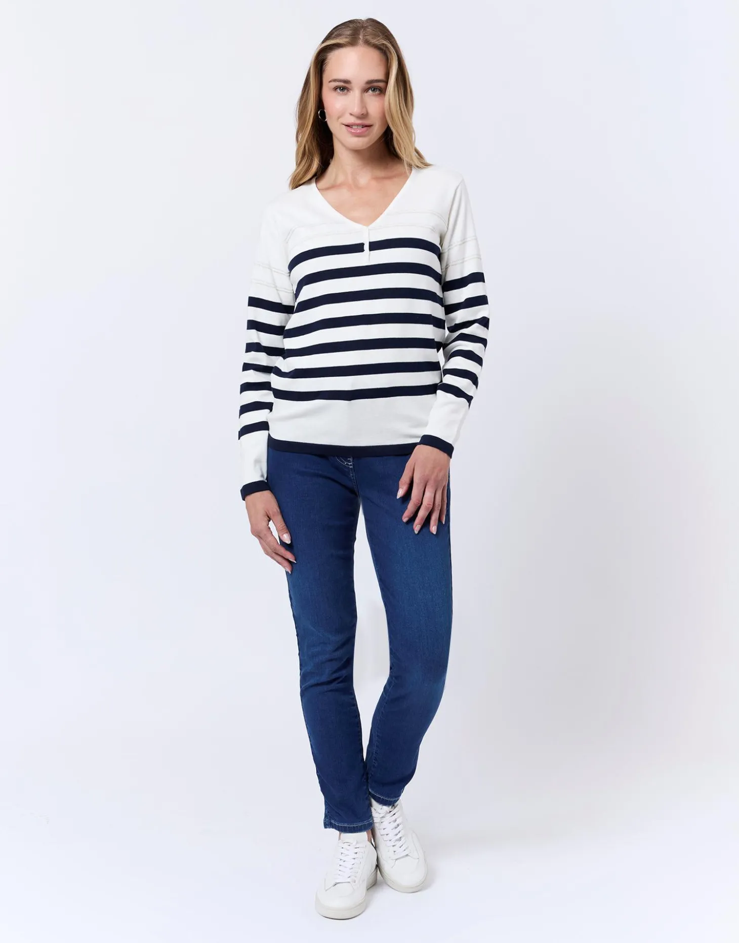 Pull marinière 100% coton rayé MARINE Femme