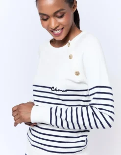 Pull marinière à message MARINE Femme